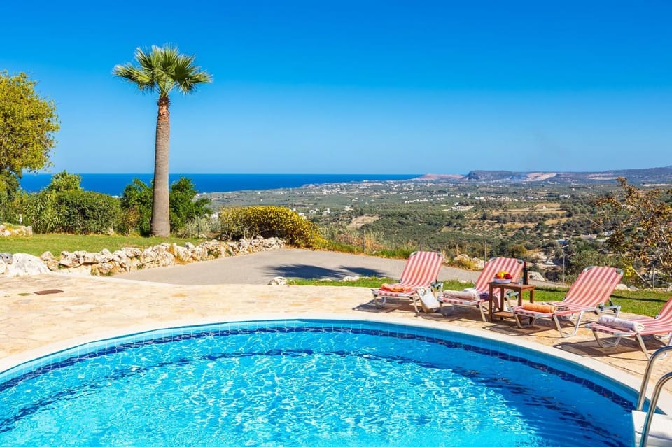 Private pool and terrace with sea views