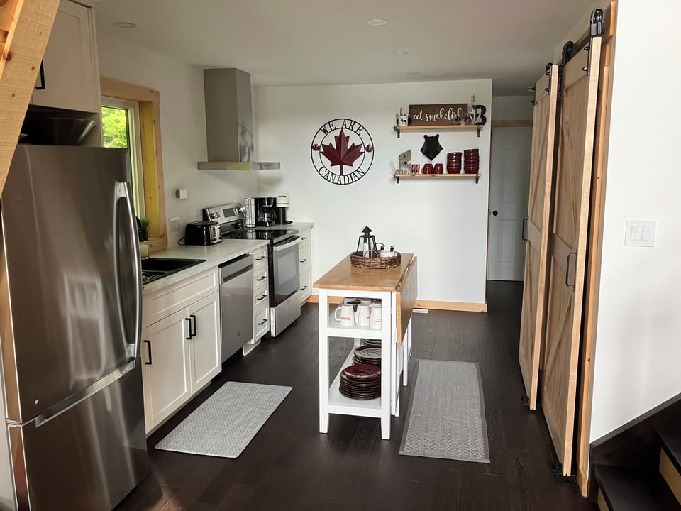 Modern kitchen and appliances.