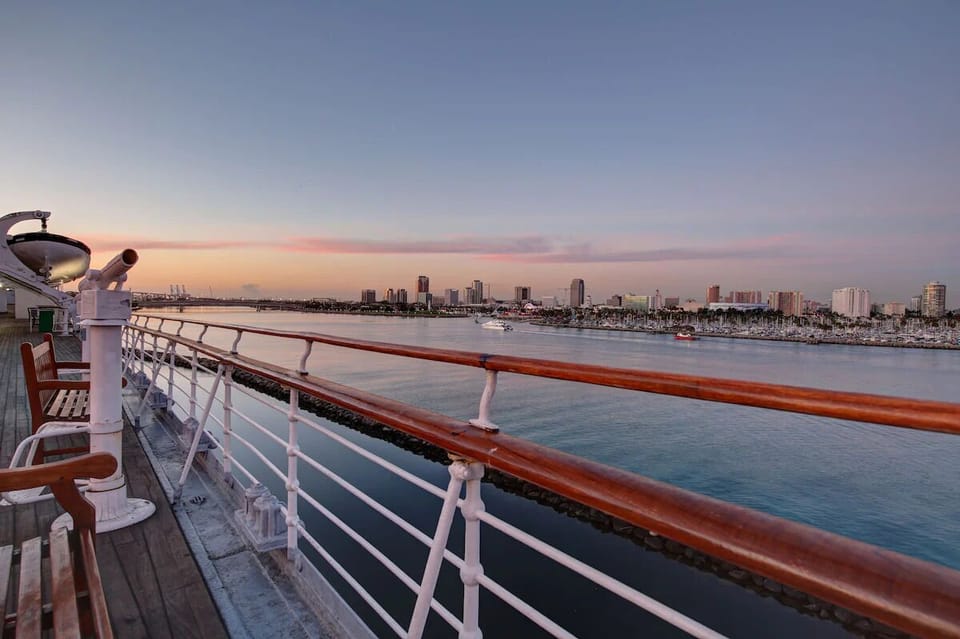 Lean on the rail and savor a peaceful sunset cruise vibe.