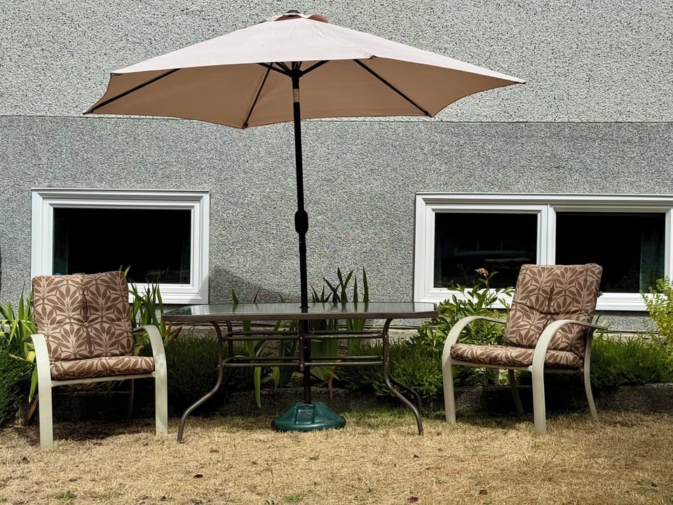 Patio set out front your suite