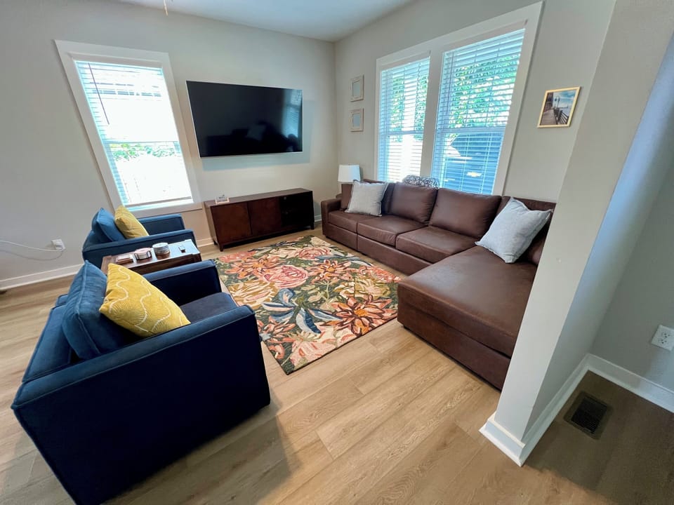 Casual family room with smart tv