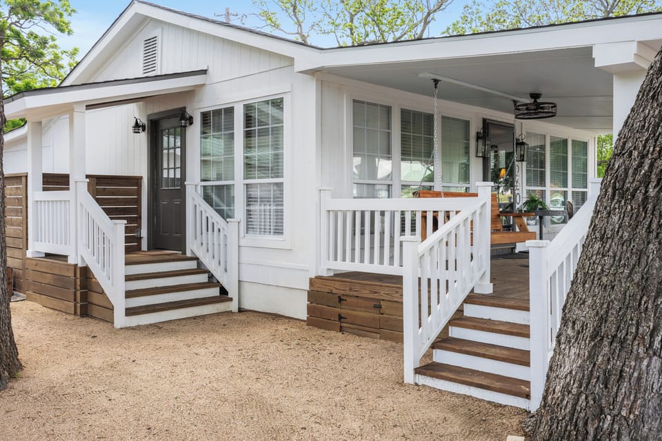 Private side entrances. All exterior doors 36" wide. Wheelchair accessible