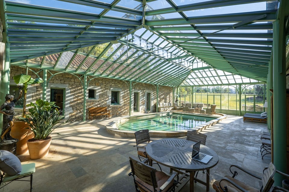 Heated indoor pool and sunbeds