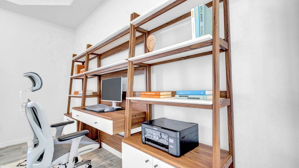 Quiet Office with fast wifi, comfy chair, monitor, and docking station.