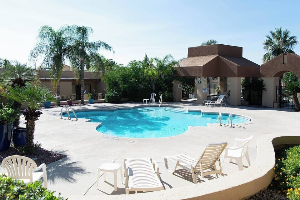 This is the Garden pool, which also has a hot tub. Closest pool area to house.