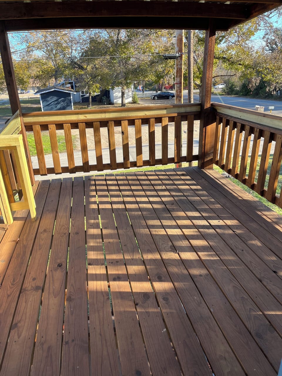 Your private upper level deck. Restaurant across the street