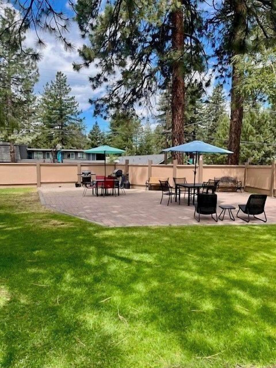 Charming outdoor seating area with umbrellas