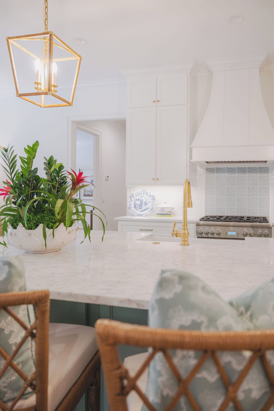 Kitchen bar seating views and luxury fixtures and appliances