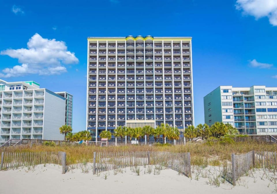 Oceanfront hotel with balconies