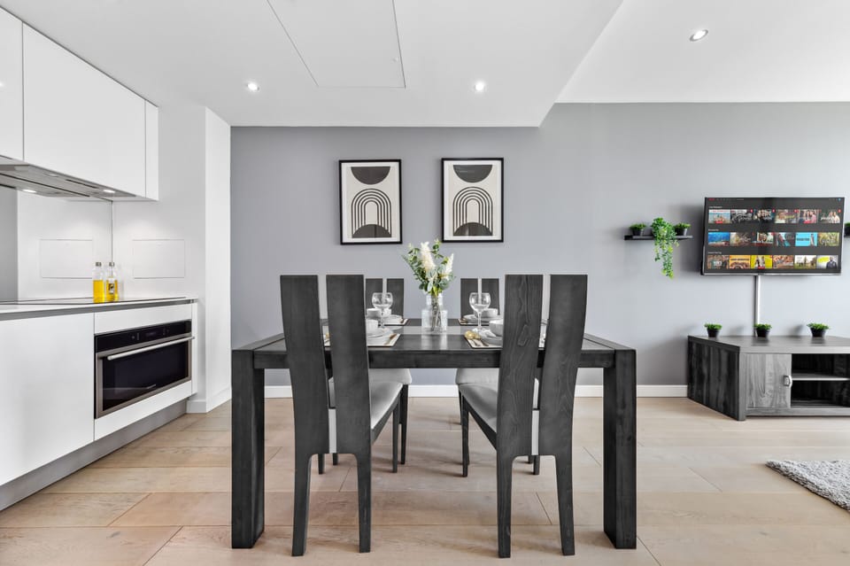 Enjoy home-cooked meals in a stylish, fully equipped kitchen and dining space—perfect for relaxing nights in or entertaining during your stay.