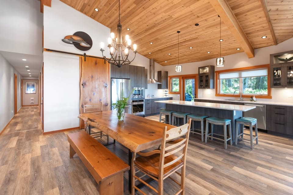 Dining table with bench seating