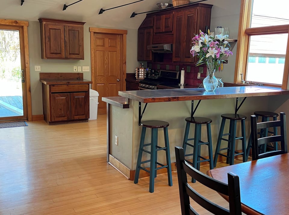 Generous counter space and new appliances