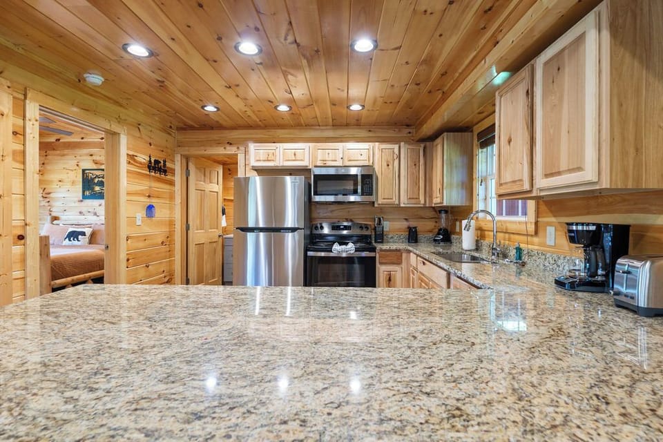 Kitchen with stainless appliances & lots of counter space for tasty meals.