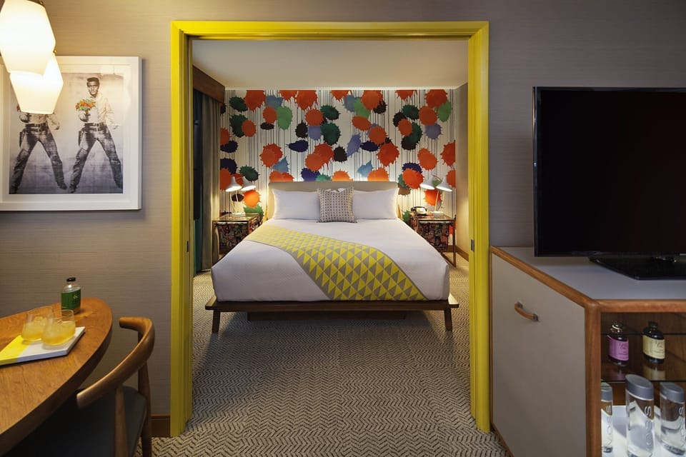 Step into a cozy retreat framed by bold, playful design.