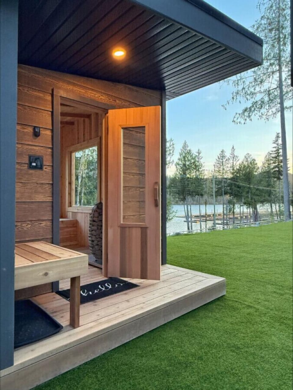 Enjoy exclusive access to your own private outdoor sauna—just steps from the lake and reserved only for guests staying on the property.