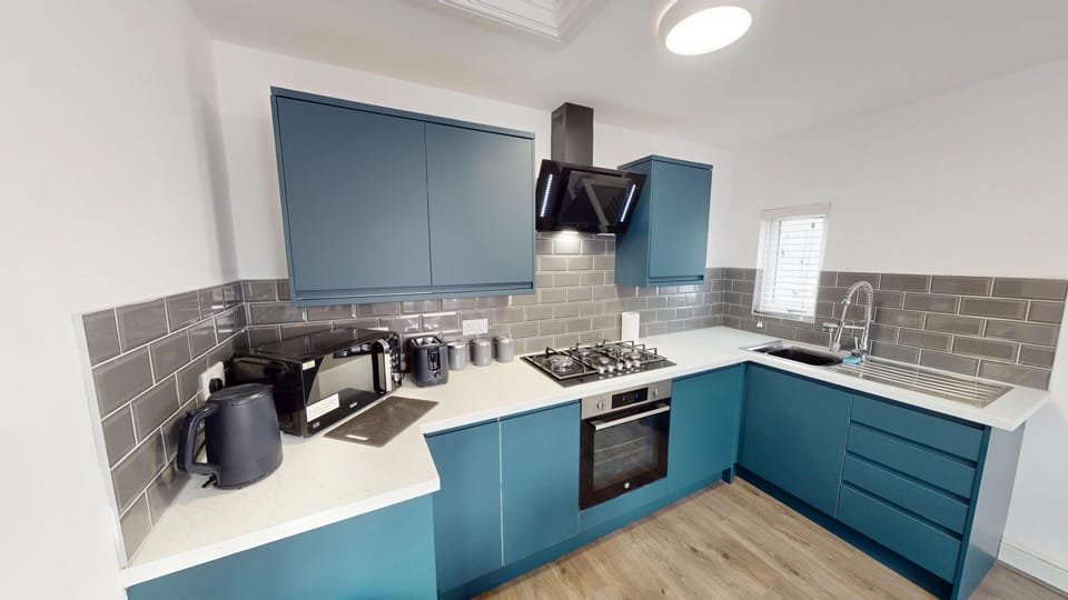 Cook with confidence in the fully fitted kitchen—equipped with brand-new pots, pans, and modern appliances to make every meal effortless during your stay