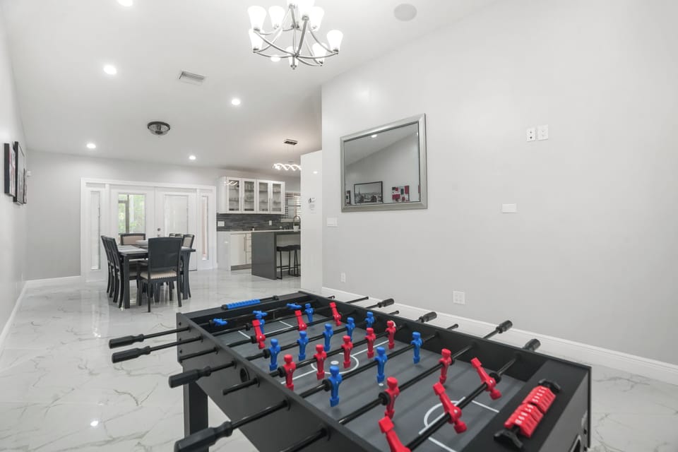 Foosball table and dining table view
