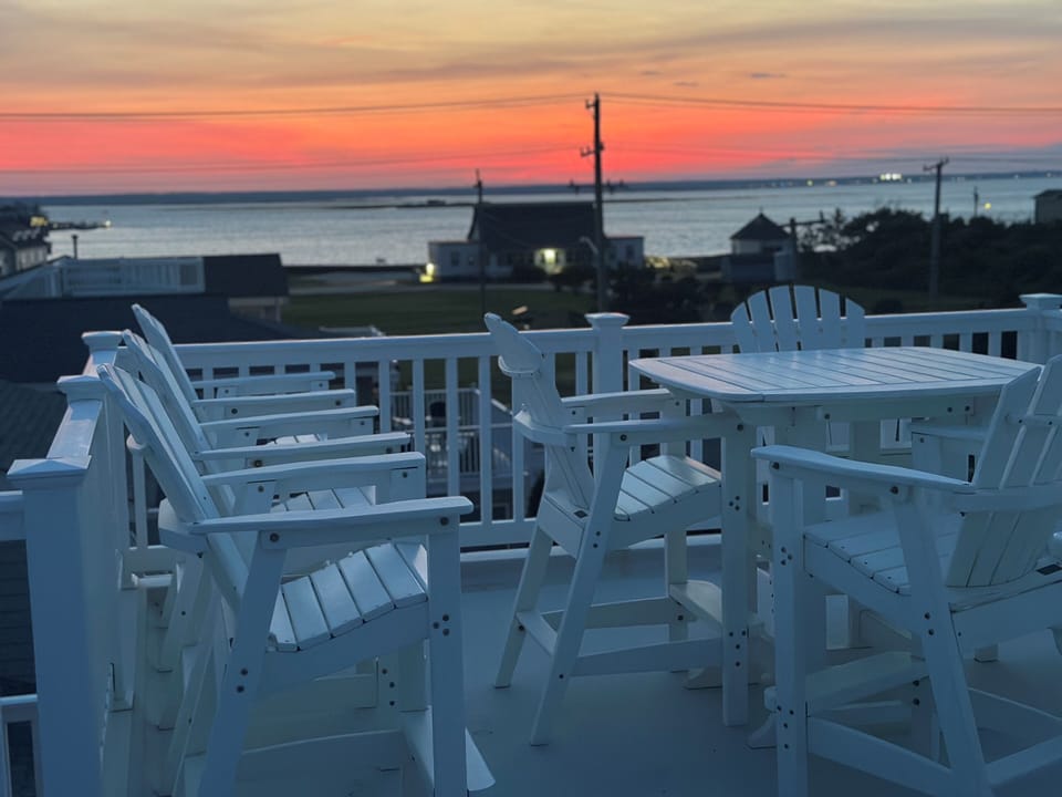 Rooftop views overlooking bay sunset