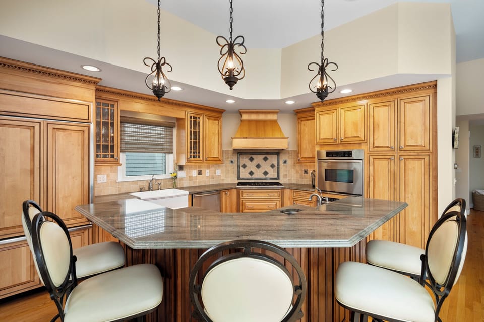 Kitchen and kitchen island view