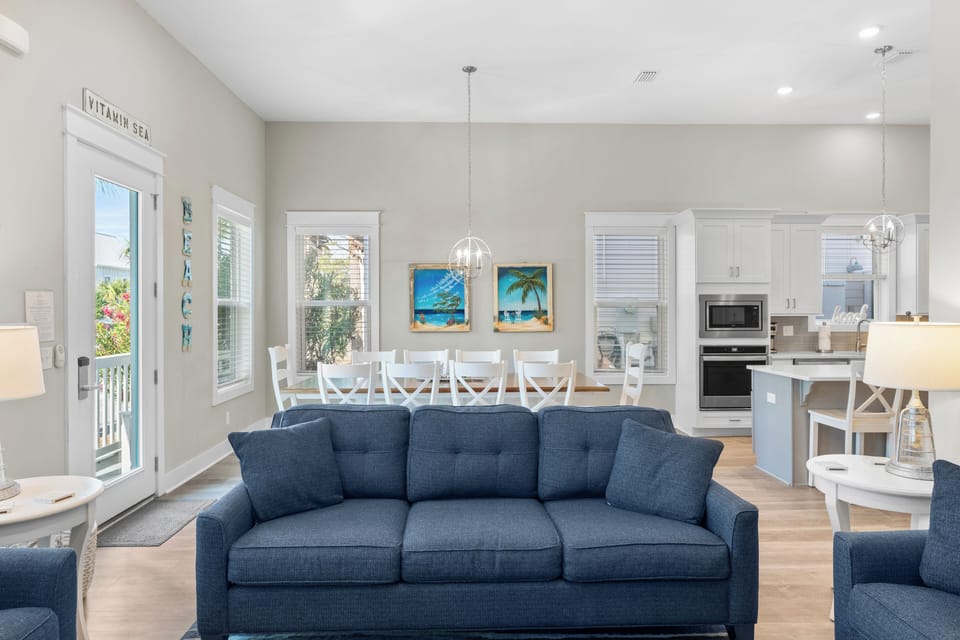 Seamlessly connected to the kitchen and dining.