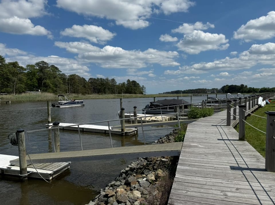 Stroll along the dock of Love Creek