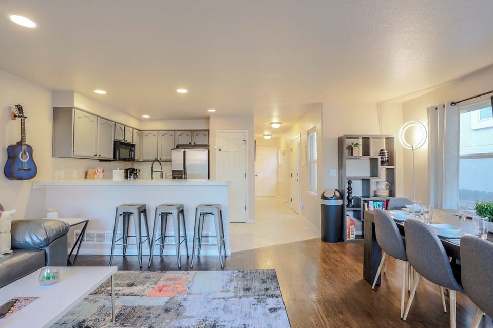 Modern decor meets homey charm in this inviting relaxation zone.