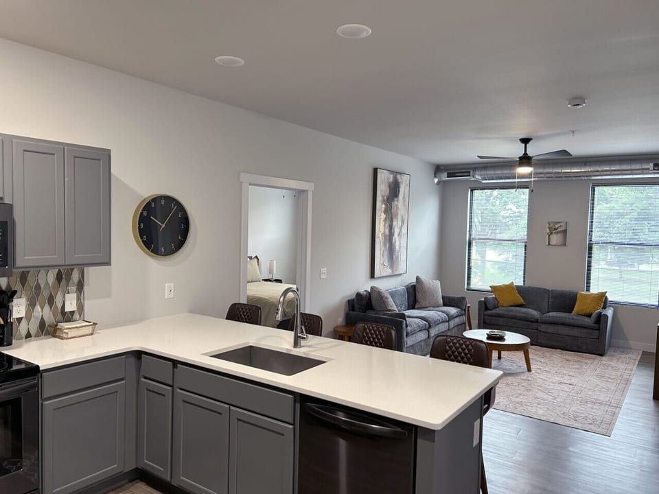 Kitchen Counter Space & Living Room