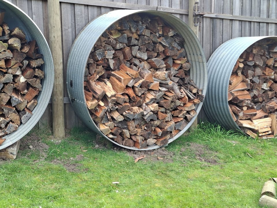 Plenty of wood for guests to enjoy the firebox or the outdoor firepit.