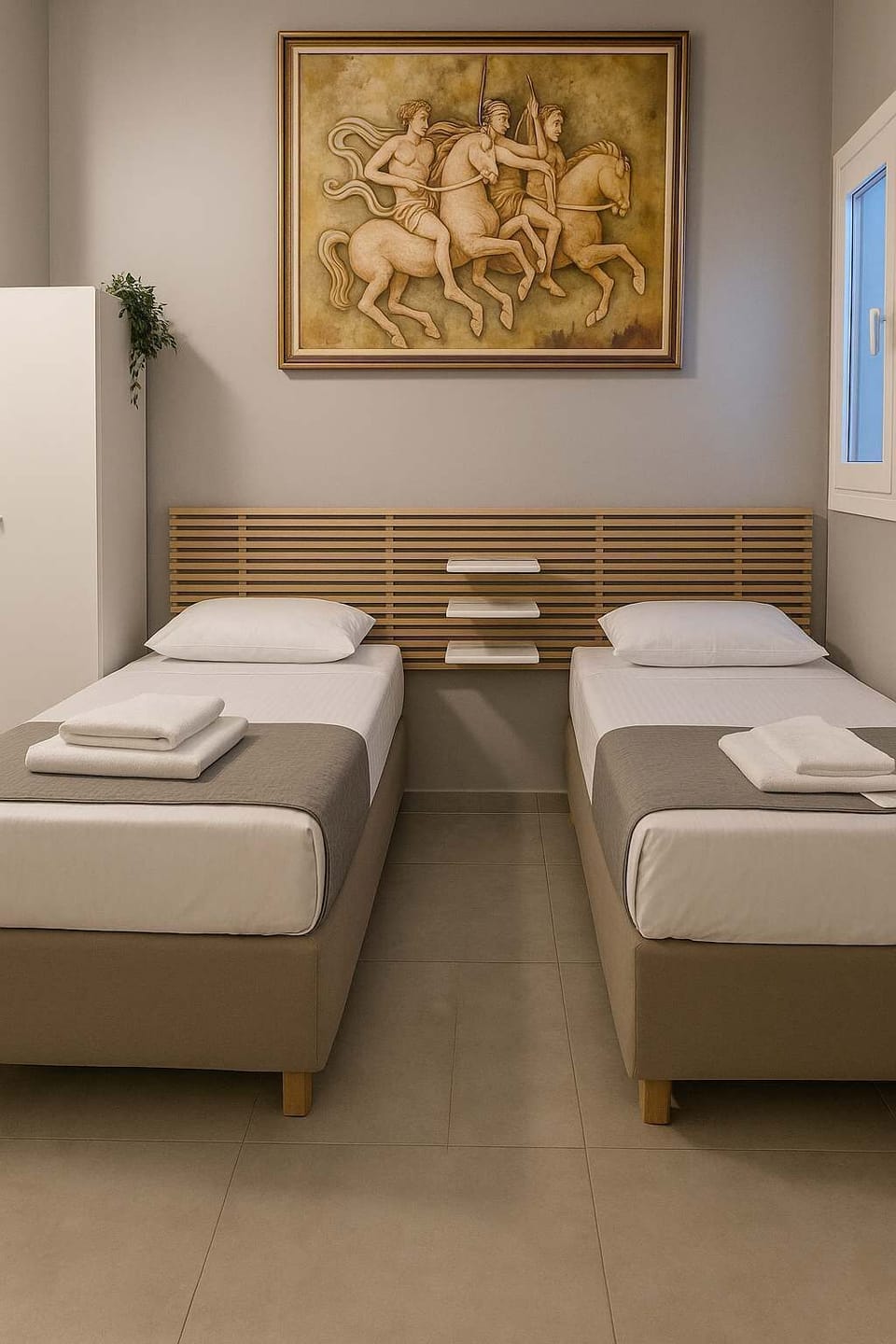 Two single beds that can be joined together for added flexibility – ideal for couples or friends