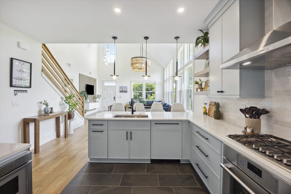 large gourmet kitchen with plenty of prep space