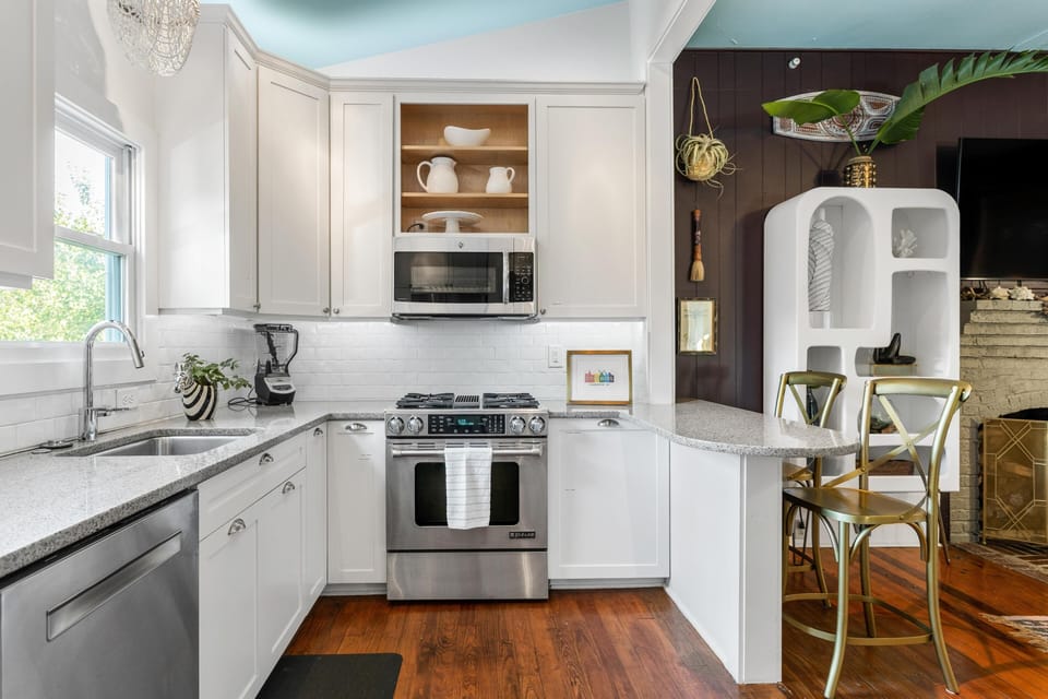 Sun-flooded kitchen with upscale appliances
