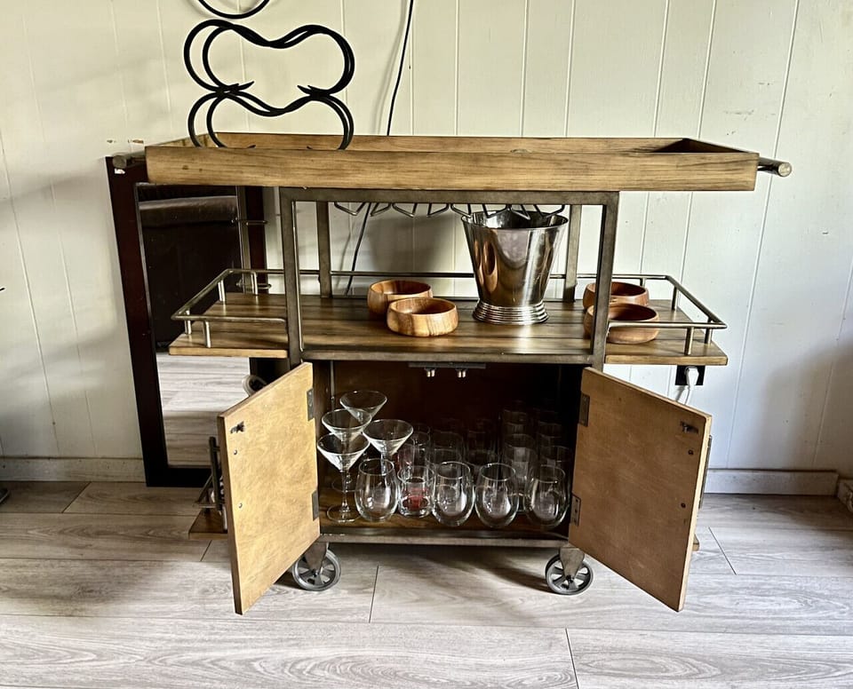 Darling bar cart perfect for cocktails or wine