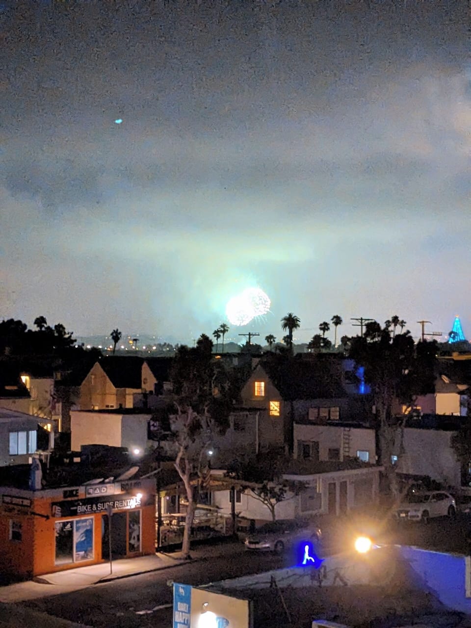 Summer SeaWorld Fireworks over Mission Bay from Rooftop Deck 