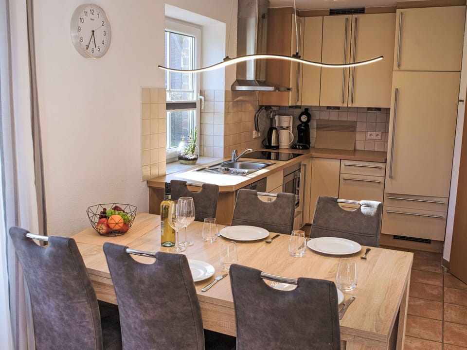Furniture, Countertop, Flooring, Interior Design, Kitchen, Wood, Chair, Floor, Cabinetry, Kitchen & Dining Room Table