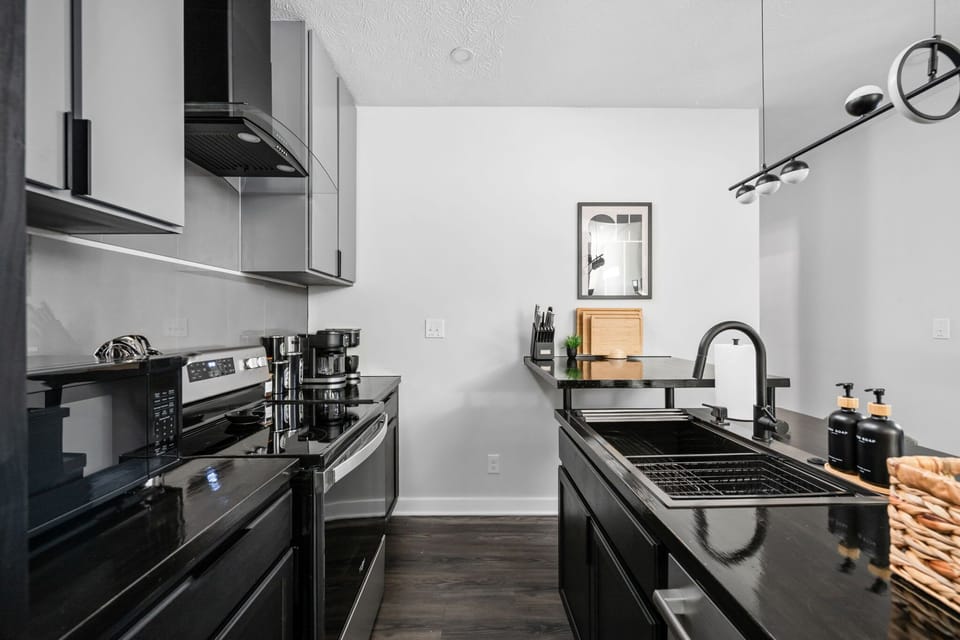 Step inside and cook up a meal! All the essentials are here—plus an upgraded dishwasher for easy cleanup.