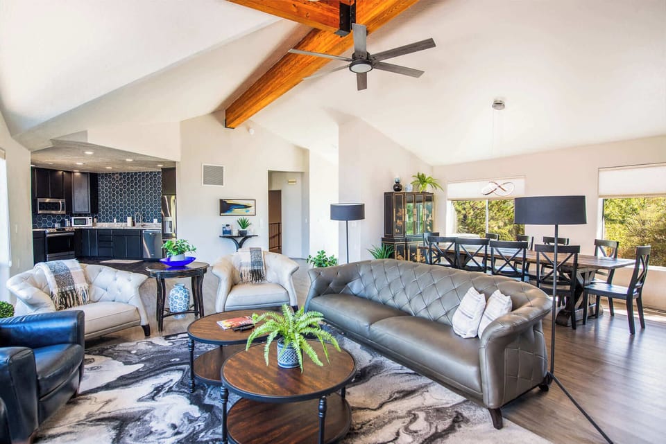 Your group's hub: cook, dine, and relax in one open flow.