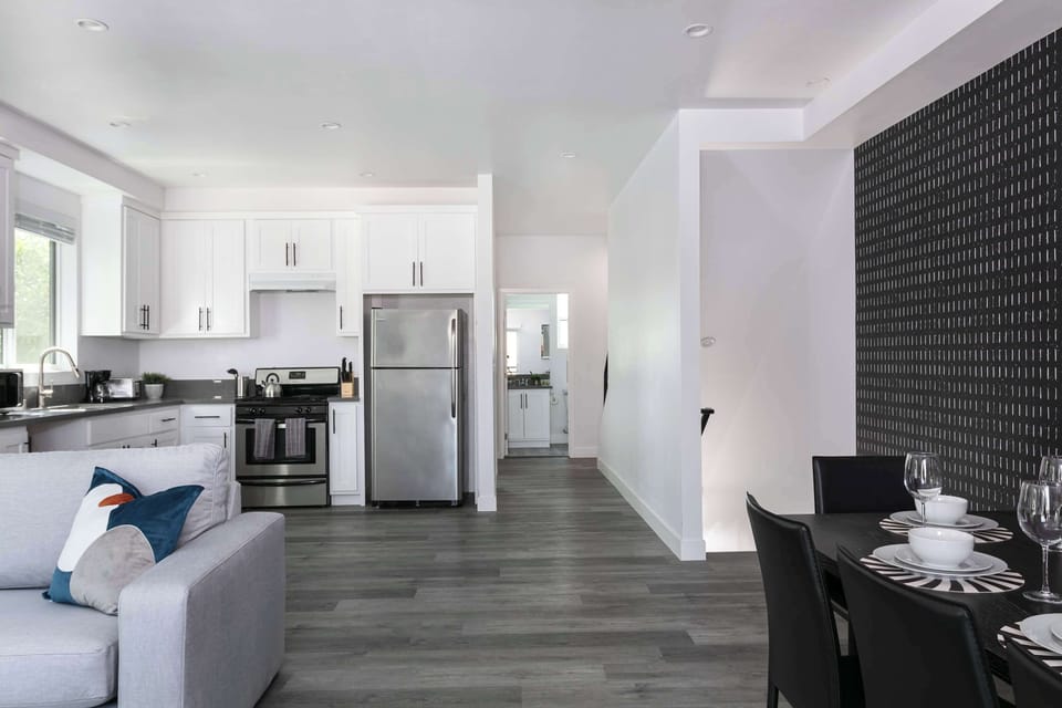 Modern kitchen with sleek appliances and open layout