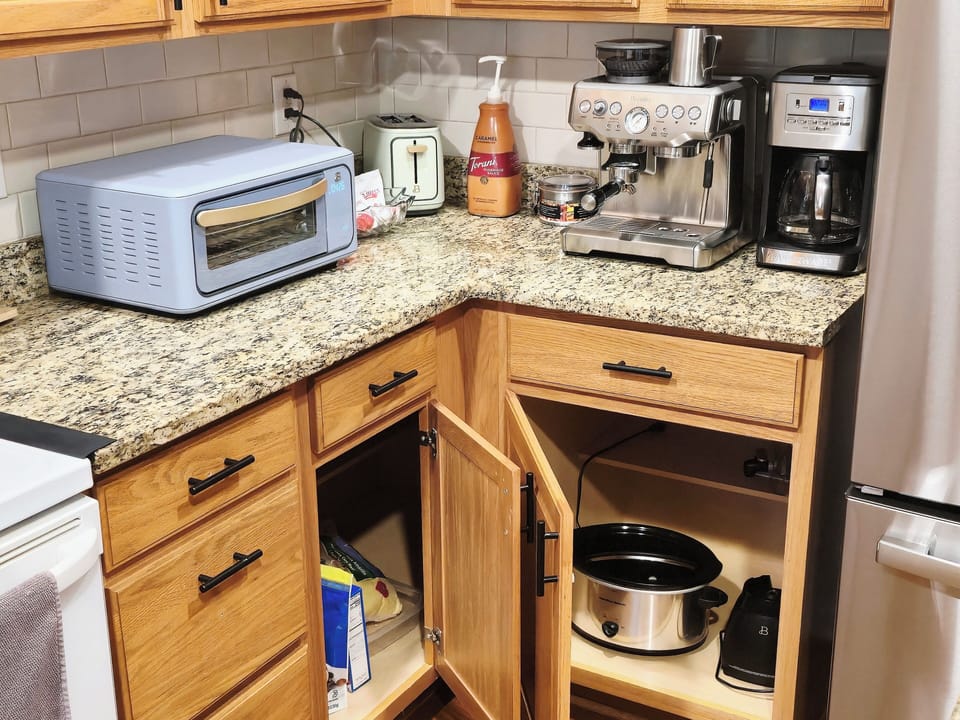 Coffee and espresso machine, crock pot, oven,  blender, toaster and more