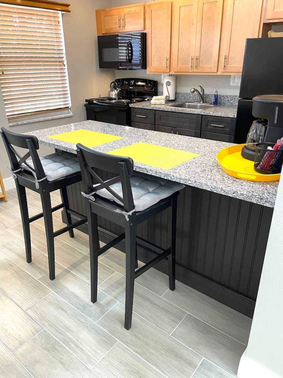 Granite counter with lots of storage