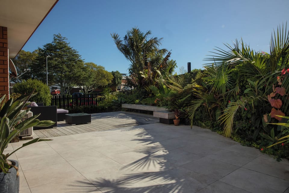 North facing sunny patio and deck