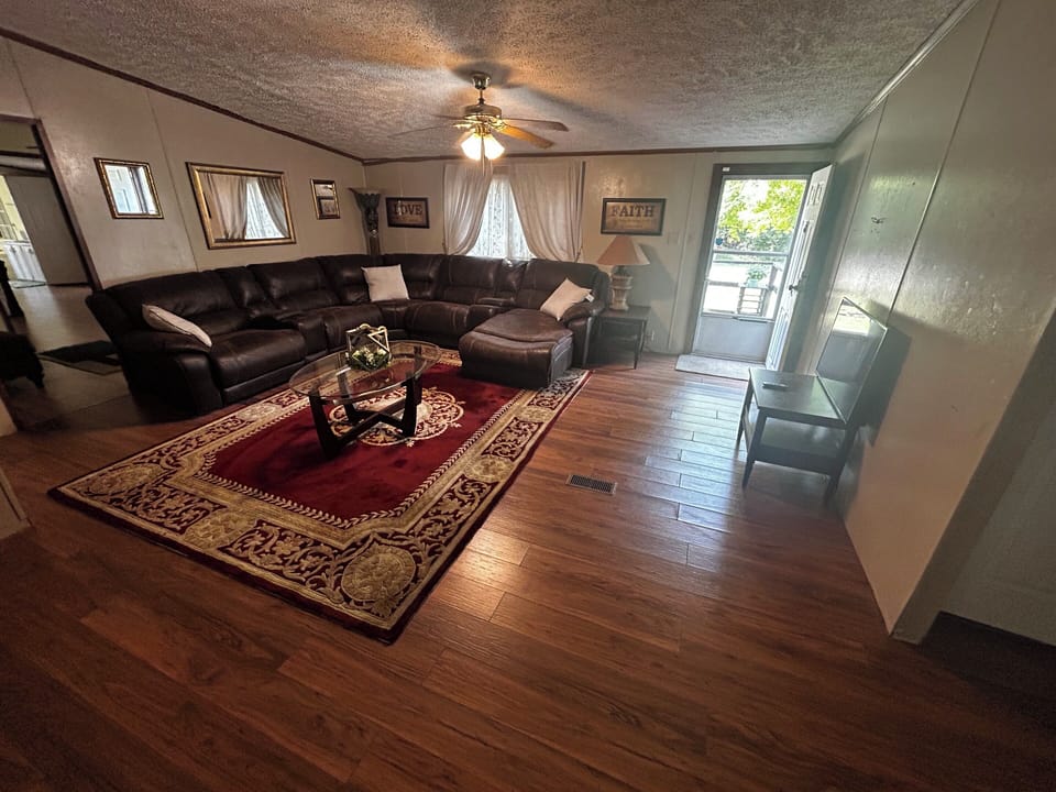 Living room that opens up to the dining room.