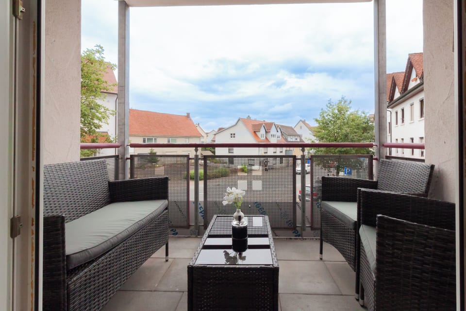 Our sunny balcony overlooking the city.