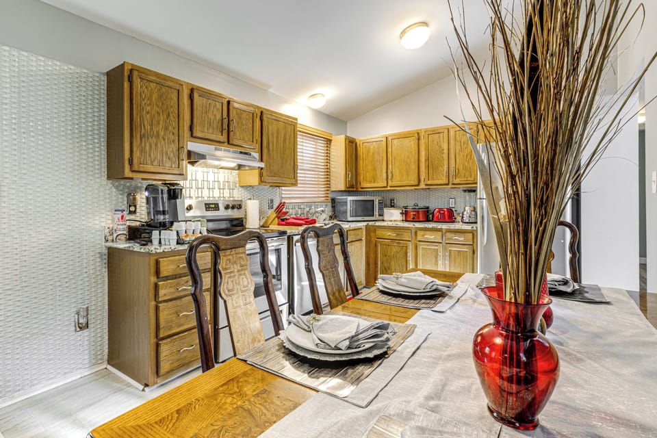 Dining Area | Dishware & Flatware | Central A/C & Heat | 2nd Floor