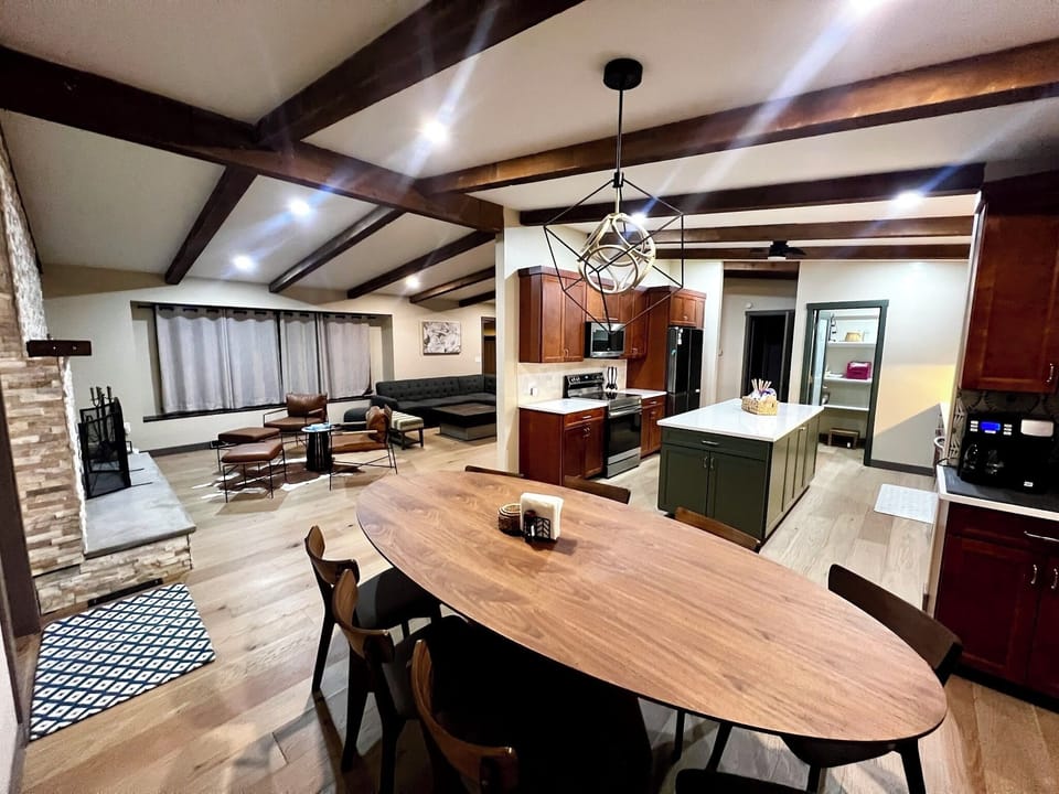 Dining, kitchen, & living rooms