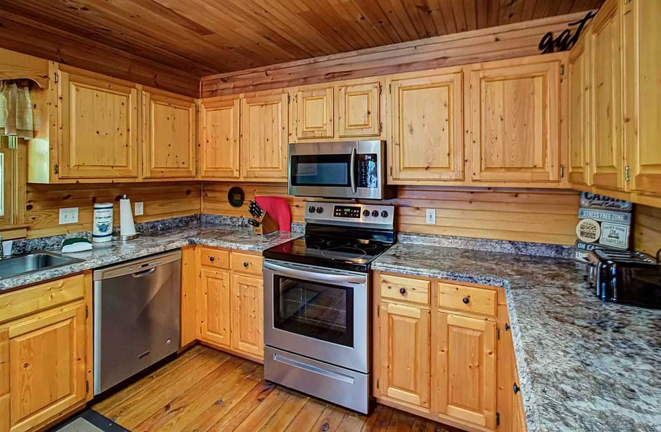 Spacious countertops make meal prep a breeze.