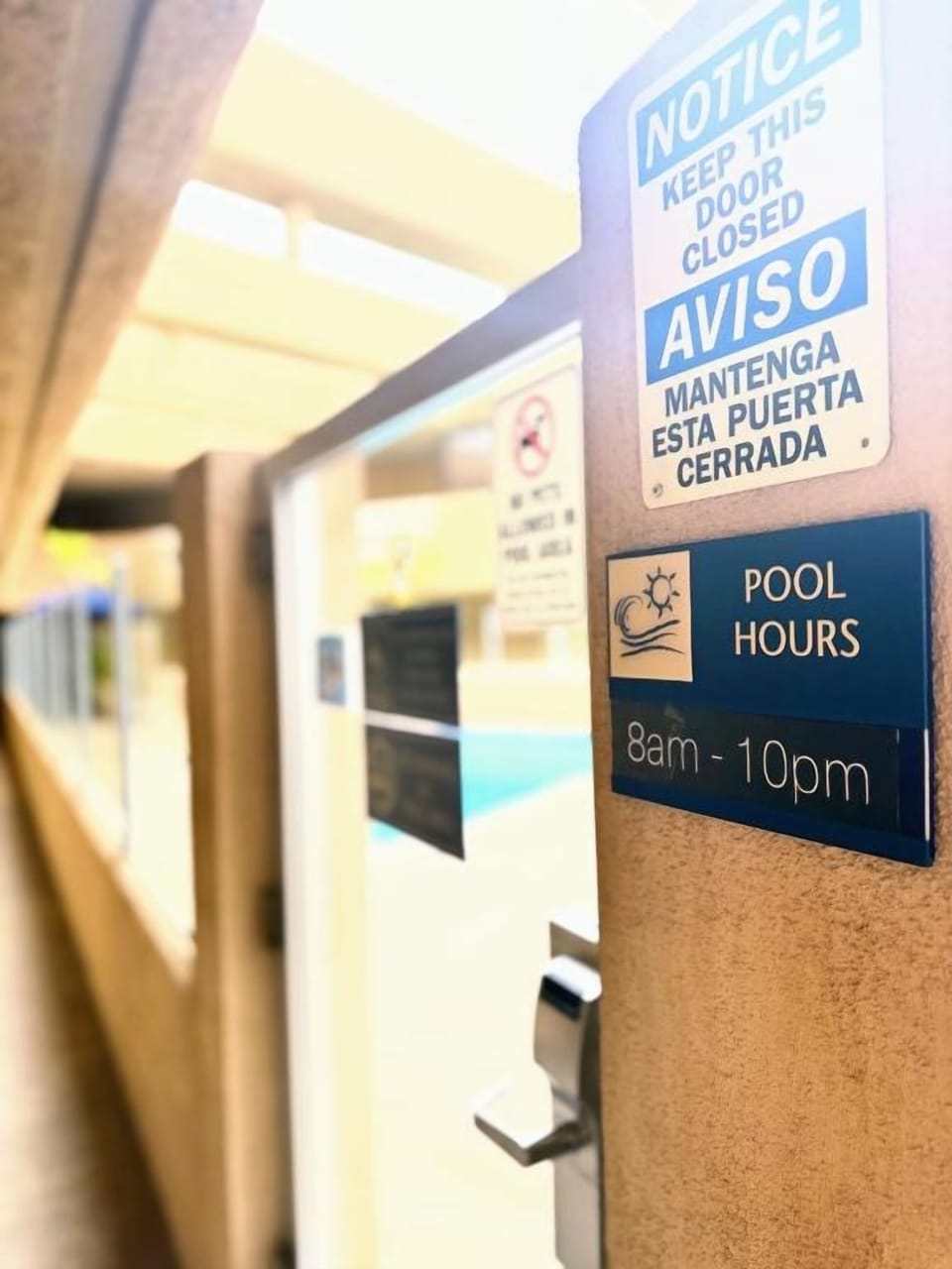 Plan carefree swims with clearly posted pool access hours.