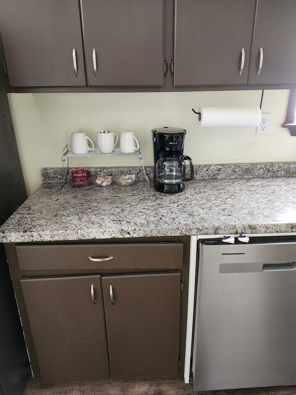 "Start your day right at our cozy coffee station—fresh brew, your way!"