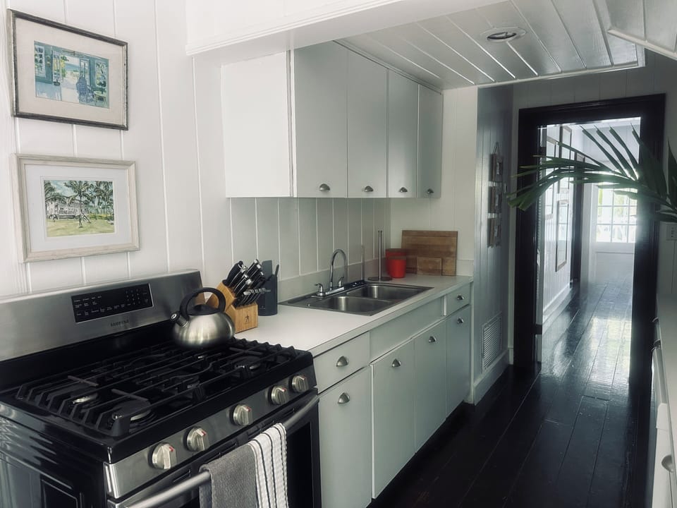 Simple kitchen for simple island living, but with every need taken care of