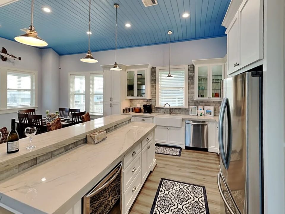 Gourmet-ready fully stocked kitchen with high-end appliances.