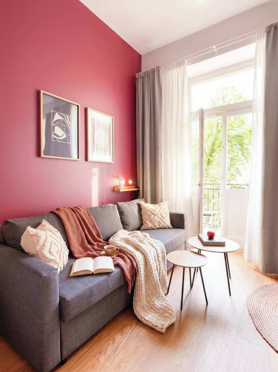 Convertible sofa and access to the balcony